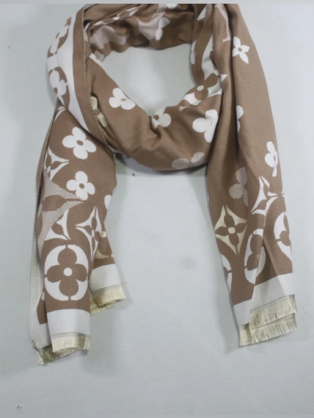 Louis Vuitton Brown and White Monogram Shawl Wrap